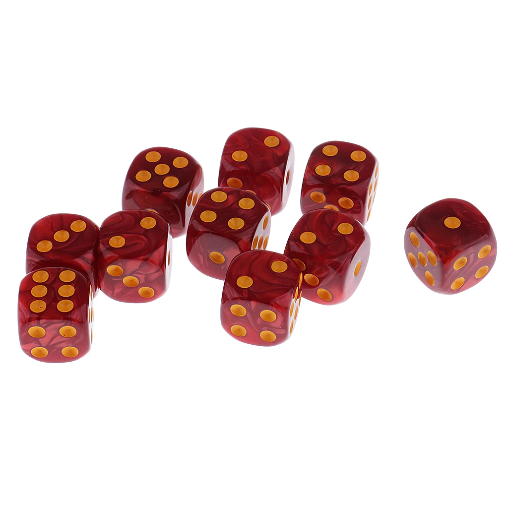Dark Red 10 шт. пластиковые 6-сторонние цифровые игральные кости D6 для вечерние настольные игровые аксессуары D& D MTG RPG игровые принадлежности - Цвет: Dark Red