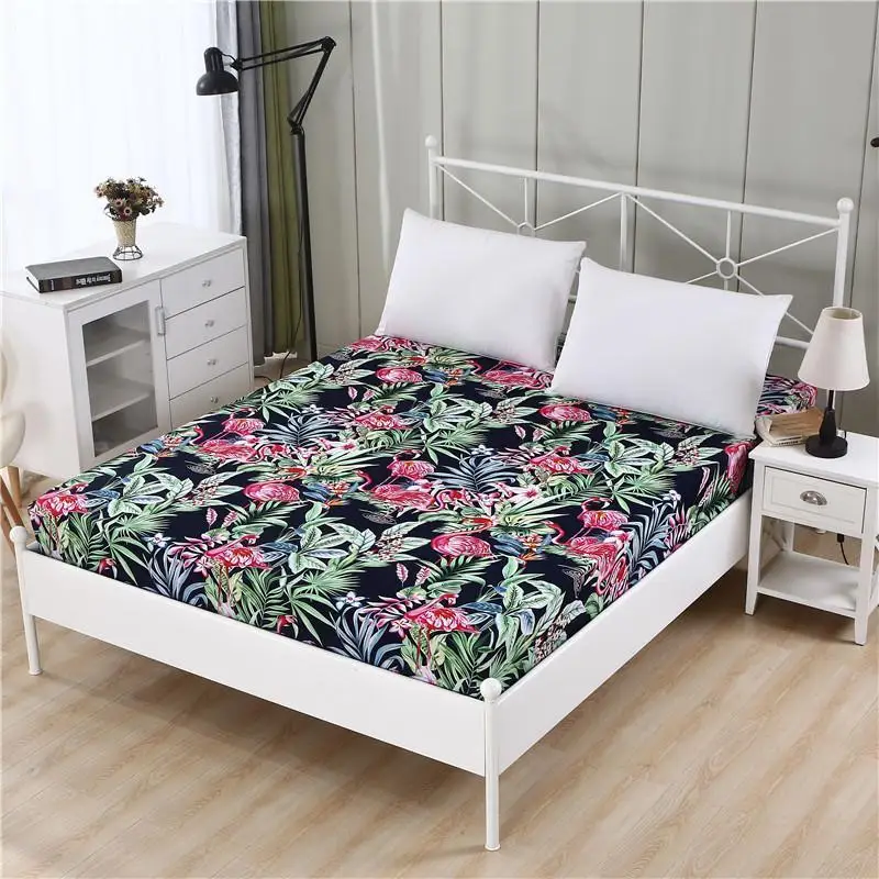 

39 1 pc 100% Polyester Sheet Mattress Cover Bed Sheet Printing Fitted Sheet Four Corners With Elastic