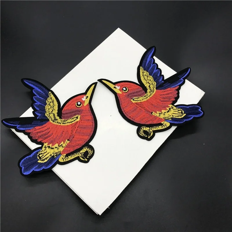 1 пара красные Птицы мультфильм Животные вышивка утюгом патчи для одежды платья