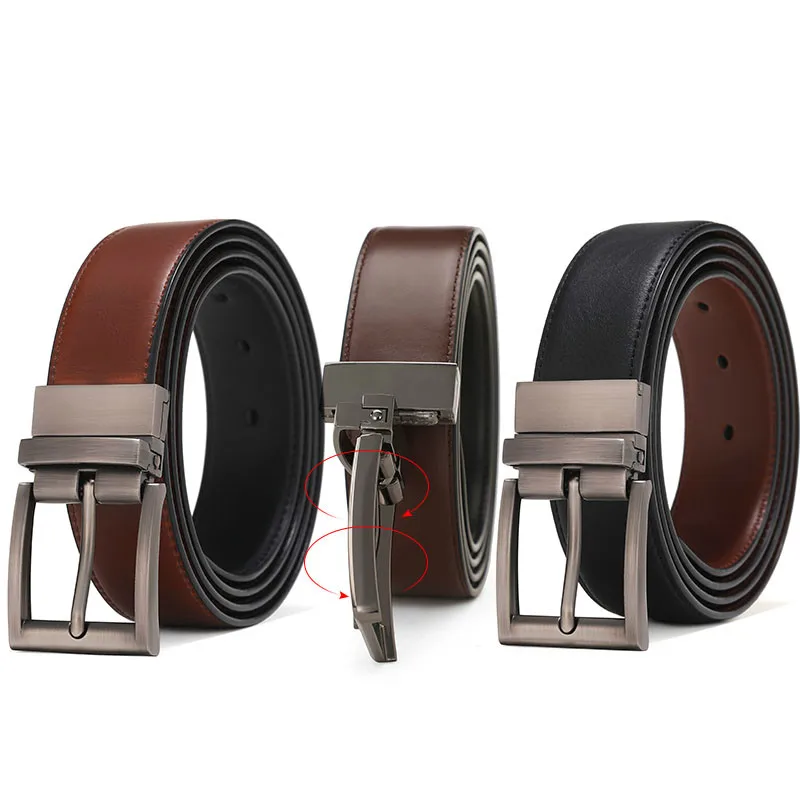 

Men Reversible Casual High Quality Belt Man Genuine Leather Belt Male Strap Luxury Trouser Jeans Dress Belt For Men