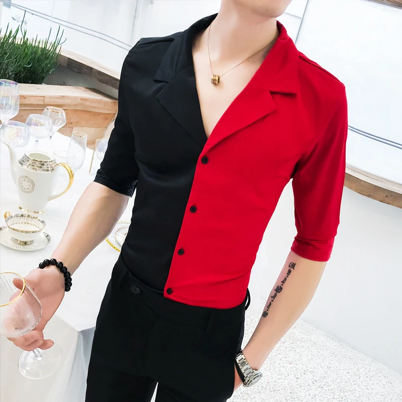 

2020 Men Spring New Arrival Printing Shirt Slim Fit Party Club Casual Shirts Shirt men shirt short sleeve striped shirt