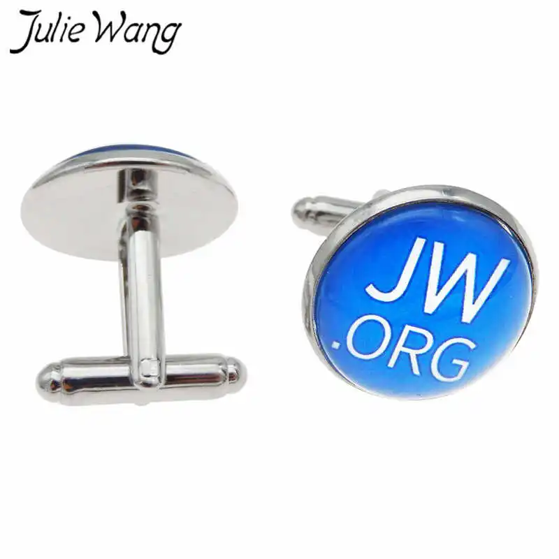 Julie Wang JW ORG запонки из голубого стекла, для людей, запонки для мужчин, запонки для рубашки рукав ногтей, деловой подарок