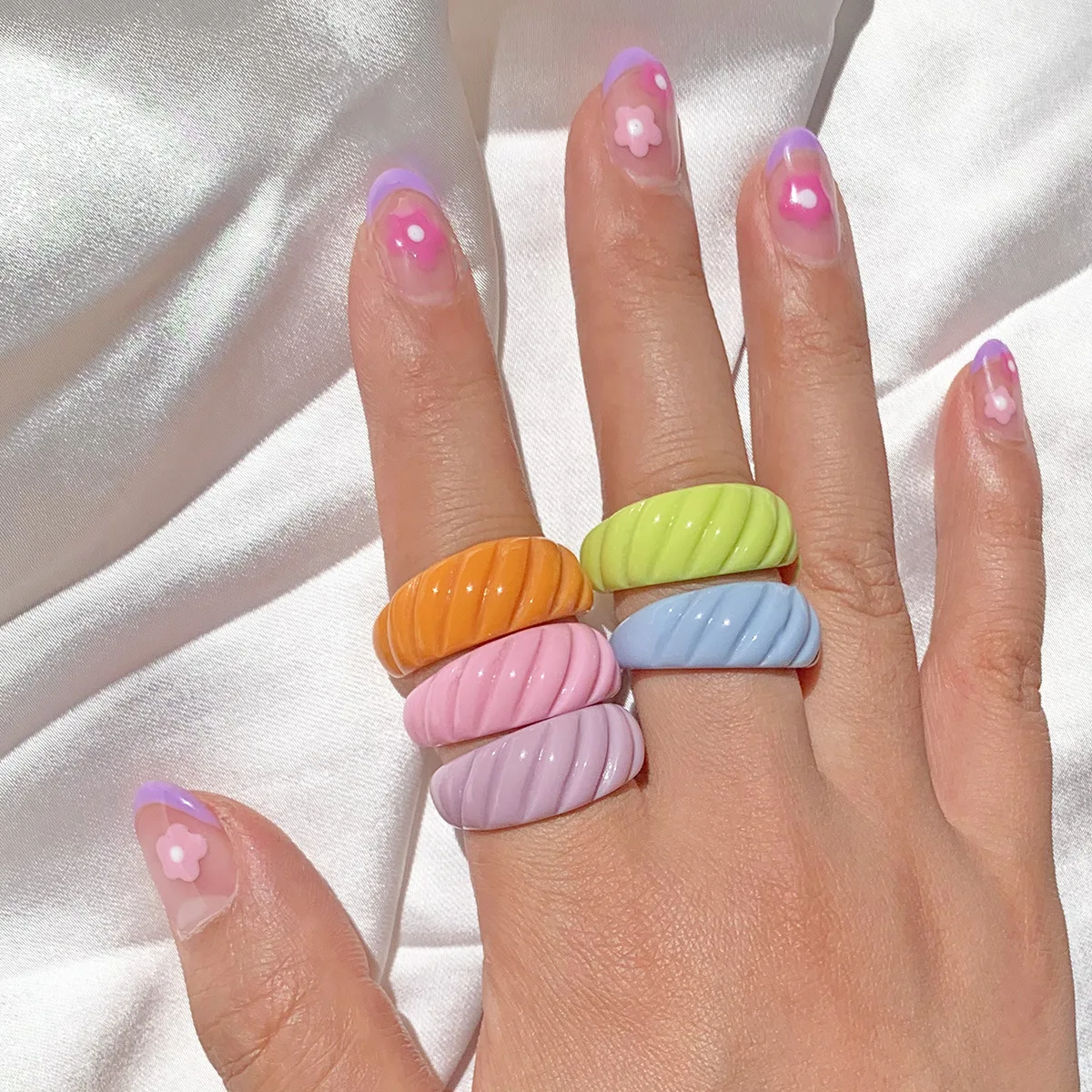 

Korean Charms Candy Color Geometric Resin Rings for Women 90s Style Y2K Rings Fashion Jewelry Harajuku Vintage Gift Aesthetic