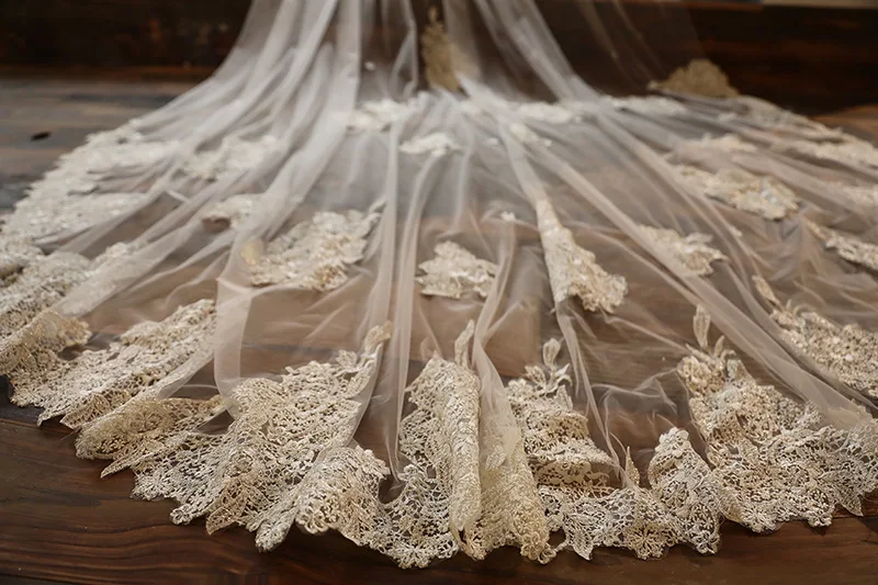 JaneVini винтажное кружево два слоя белая Фата невесты с расческой большая