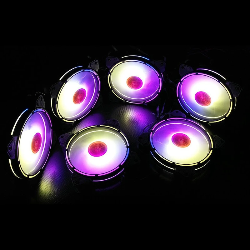 

Coolmoon Rgb Case Fan, 12Cm Silent Light Emitting + Standard Controller Computer Case Fan Cpu Case Fan(6 Pcs)