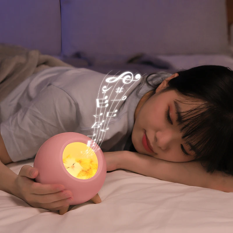 Cute Cat House Bluetooth Speaker Night Light Touch Dimming LED Baby Kids Bedside Sleep Lamps Bedroom Home Decor Holiday Gift | Лампы и