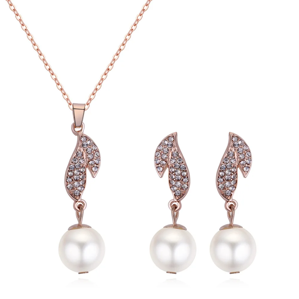 

CSHOU79 Fashion Pearl Necklace Earrings Set Vintag Tree Leaf Jewelry Two-Piece Set Gift Link For Buyer