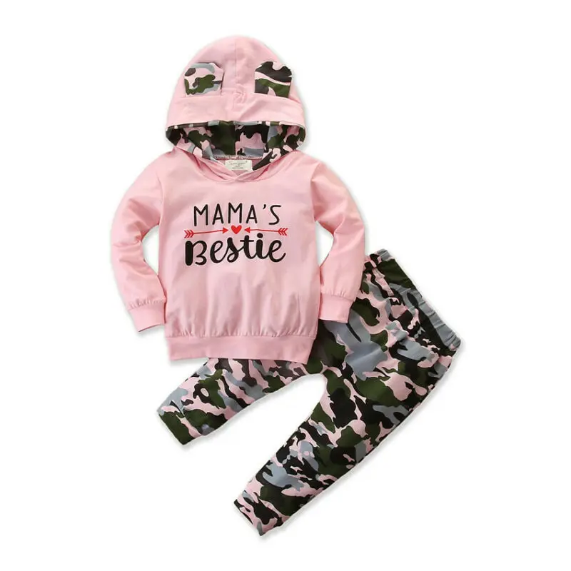 0-24M New Toddler Kid Camo Clothes Set Baby Girl Hoodie Top Long Pants Legging Outfit Tracksuit | Детская одежда и обувь