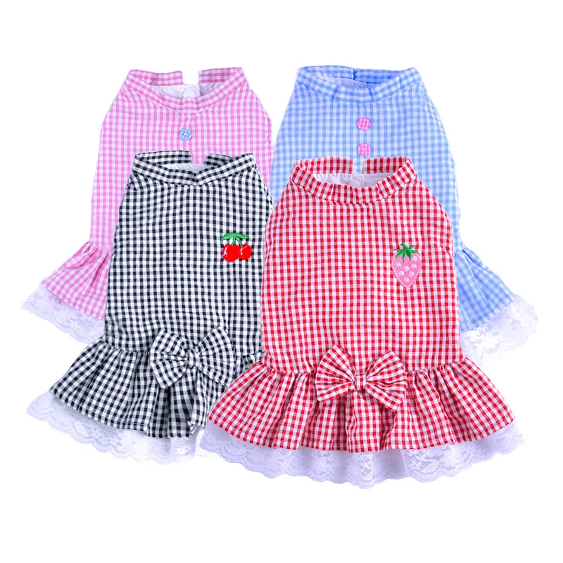 

Pet Dog Dress Plaid Lovely Cat Skirts Pet Clothing Spring And Summer Dog Clothes For Small Medium Large Dogs Pet Products