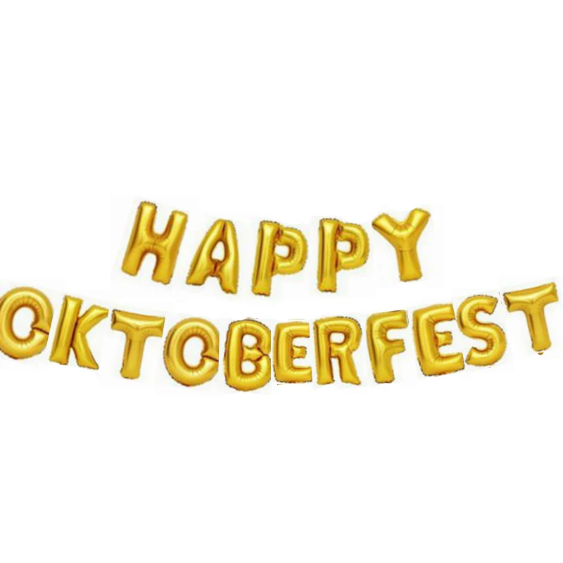 16pcs Gold letter Happy Oktoberfest набор воздушных шаров 16 дюймов Золотая фольга с буквами Большое стекло 12 дюймов конфетти Агат 10 дюймов латексный шар украшение места - Цвет: 16pcs Gold letter