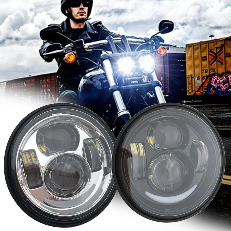 Фары головного света в стиле двигателя для D avidson Dyna Fat Bob Black 4 65 дюйма FXDF Fatbob Led Motor