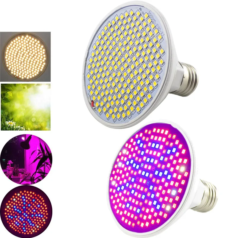 

E27 200 LED Full Spectrum Plant Grow Light Growth Lamp Bulbs Vegetable Growbox Tent Lighting Socket LED Light AC
