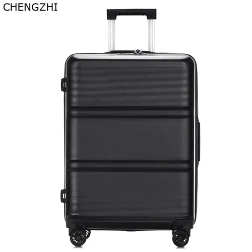black CHENGZHI 2" 24 дюймов модный ABS PC чемодан на колёсиках spinner студенческий пароль чехол для костюма бизнес пансион чехол на колесиках - Цвет: black