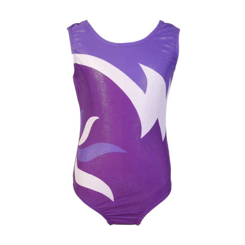 

Children Girl Gymnastic Suit Body Suit Ballet Sleeveless petal Glitter Leotards Kids Dance Wear Clothes