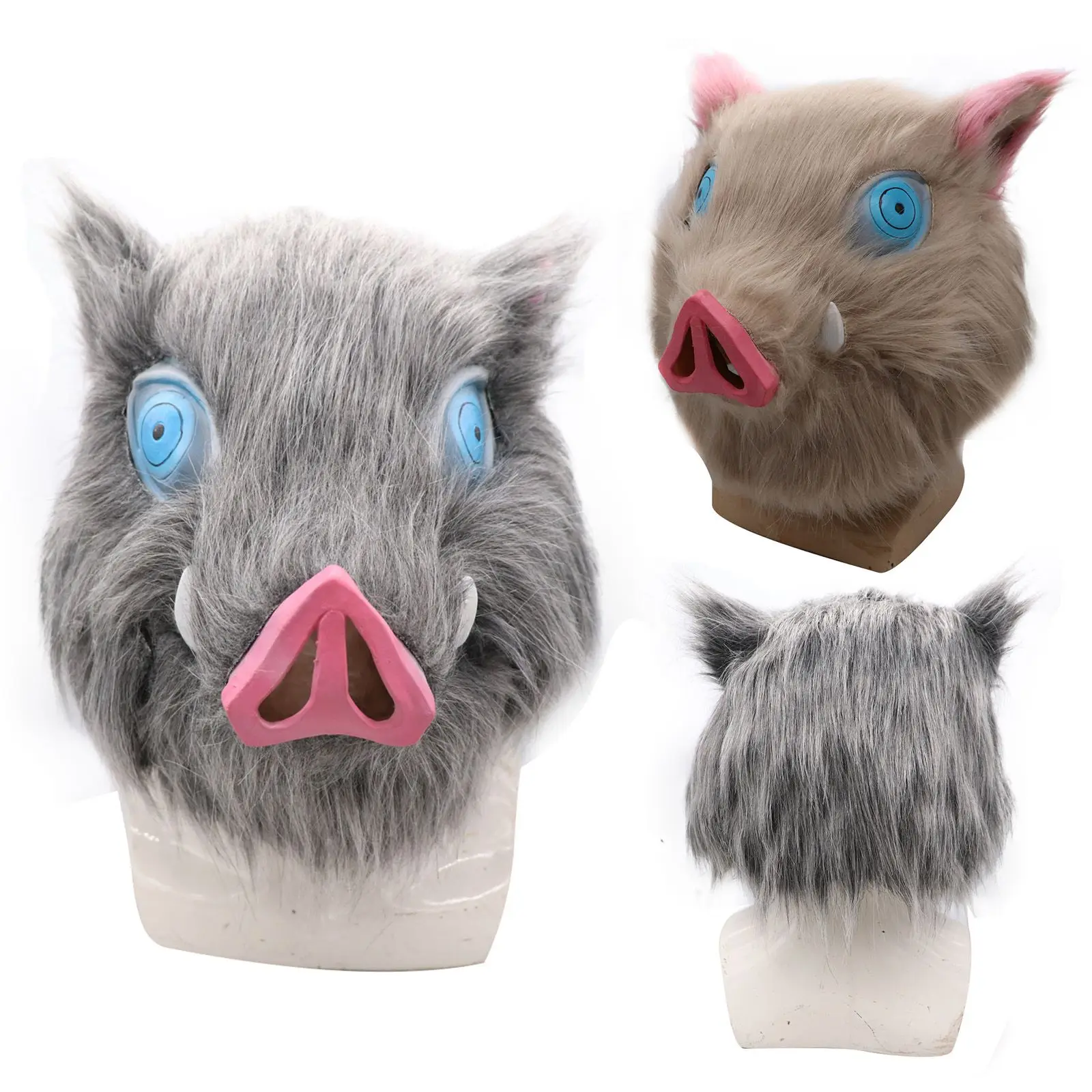 

Маска Inosuke Hashibira, шлем, рассекающий демонов, киметсу, no Yaiba, капюшон для косплея, маска из свиной шерсти, головной убор, Хэллоуин, карнавальный ...