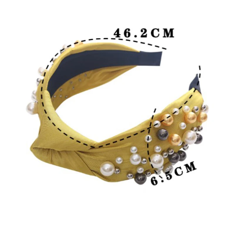 

Pearl Solid Color Handmade Hairband For Women Fabric Knotted Hair Accessories For Girls Head Wrap Hair Hoop