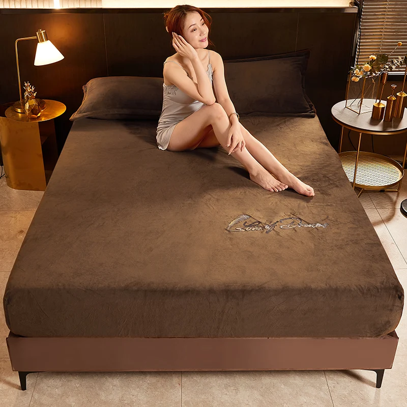 Новинка 1 шт. зимняя натяжная простыня теплый однотонный флисовый чехол на матрас