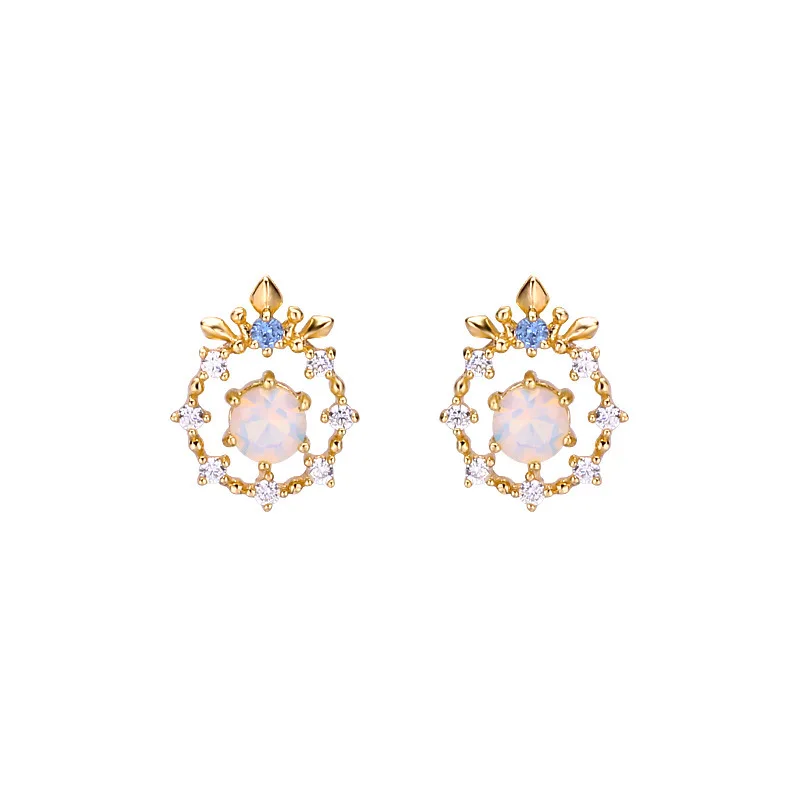 

925 sterling silver queen snowflake earrings for women natural Opal blue spinel gem zircon earing Temperament jewelry wholesale