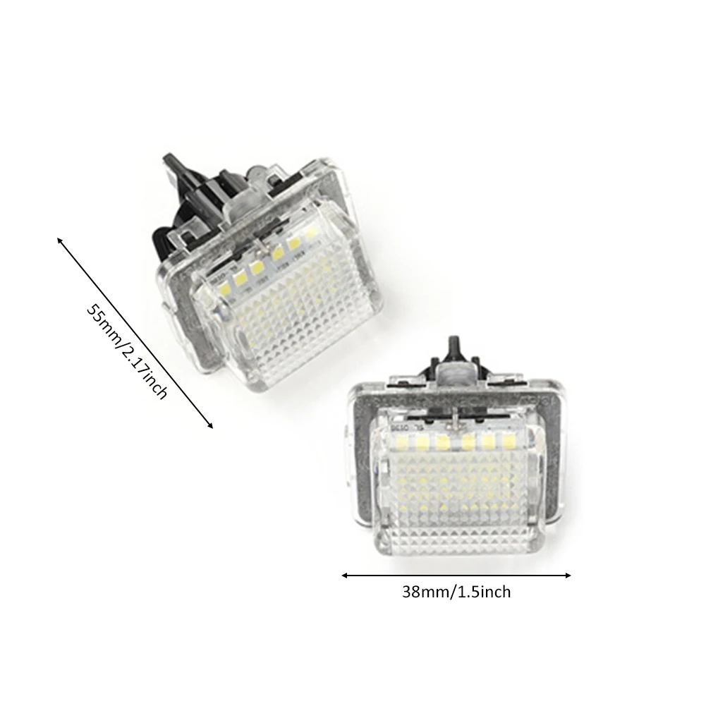

High Quality LED License Plate Light Assembly Lamp for Mercedes W204 W221 W212 W216 2Pcs Car 2835-SMD LED White Lights