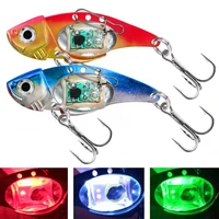 8cm metal electronic vibration fake bait faux lure fish hooks with led light