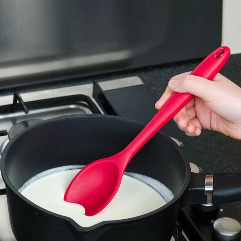 Кухонные силиконовые ложки, Большая ложка совок из силикона, длинная ручка ложка для приготовления пищи, силиконовая ложка для выпечки, ложка для смешивания, кухонная утварь, посуда для кухни, кухня Аксессуары