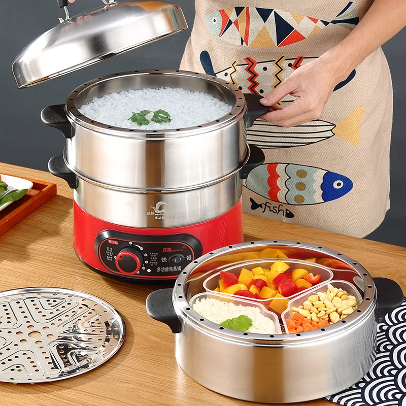 

Multi-functional Home Electric Steamer Stainless Steel Electric Steamer Three Layers Multi-layer Small Steamer Steaming Rice