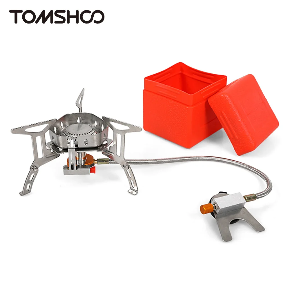 

Газовая плита Tomshoo 3500 Вт с ветрозащитным экраном, Ультралегкая портативная плита для кемпинга с чехлом для хранения, для походов и пешего ту...