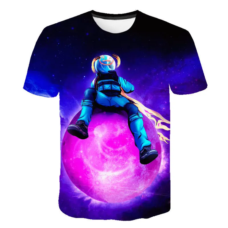 

2021 Cosmos Planet Space Galaxy Astronaut 3D T-Shirt Children Moon Print Star Sky Boys Girls Kids Fashion Tshirt 4-14T