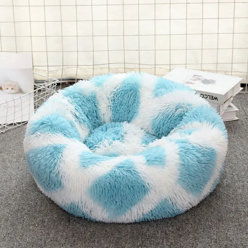 

Donuts Dog Bed Basket Calming Bed Hondenmand Pet Kennel Cats House Shag Vegan Fur Donut Cuddler Cat Beds for Small Large Dogs