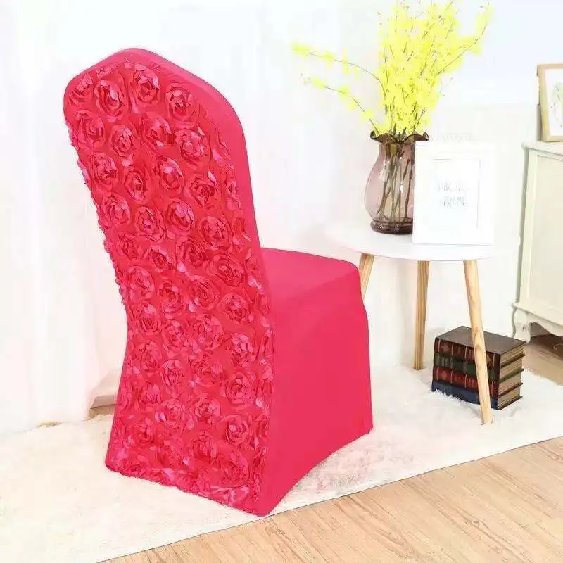 

2/4/6pcs Solid Color Spandex Elastic Elastic Chair Cover Rose Flower Restaurant Wedding Banquet Hotel Full Surround Chair Cover