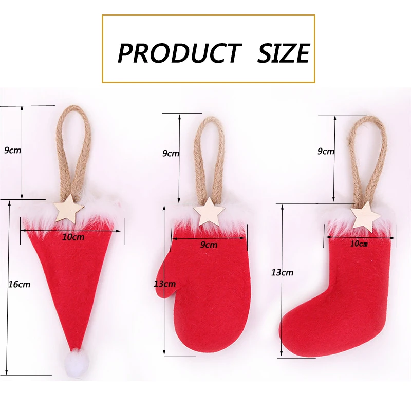 3 шт Санта Клаус шляпа перчатки набор носков Рождественская елка украшения