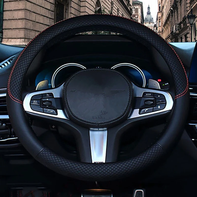 38 см чехол рулевого колеса автомобиля универсальный кожаный на руль подходит для
