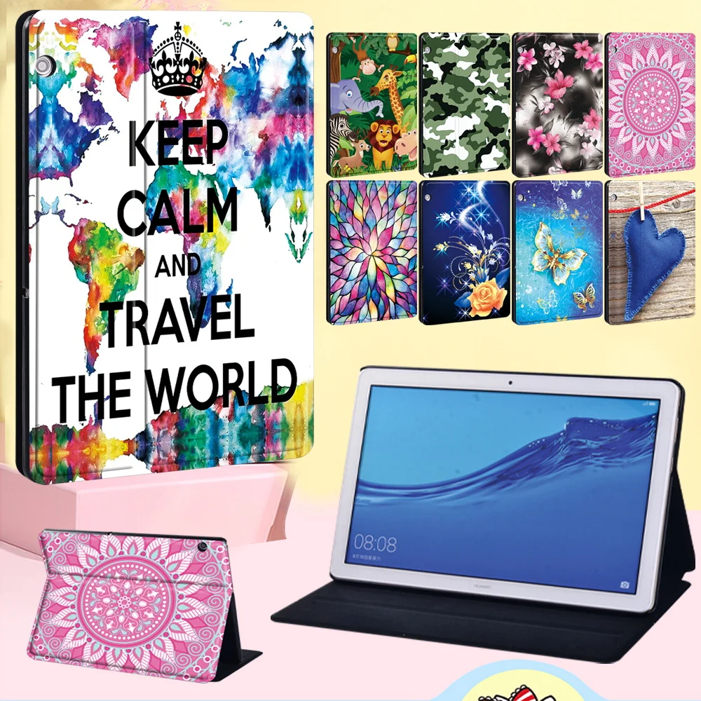

For Huawei MediaPad T5 10 10.1/T3 8.0/T3 10 9.6 Oldimage Series Tablet Case for MediaPad M5 Lite 10.1/M5 10.8 Flip Cover Case