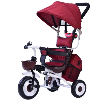 3 в 1 езда на игрушках для детей 1-3-5 лет 3 колеса складной трехколесный велосипед тележка высокое качество детский велосипед коляска скутер - Цвет: Red solid tire