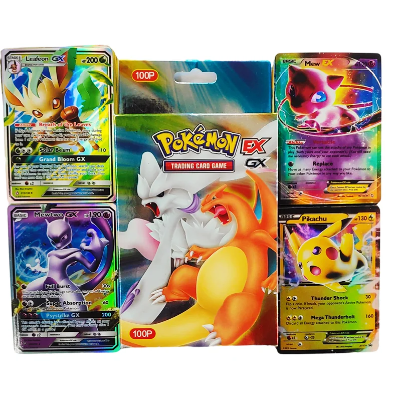 

100Pcs Pokemon 20GX Tag Team 80EX Shiny Card Pikachu Charizard Collectible Trading Cards Game Children Toys
