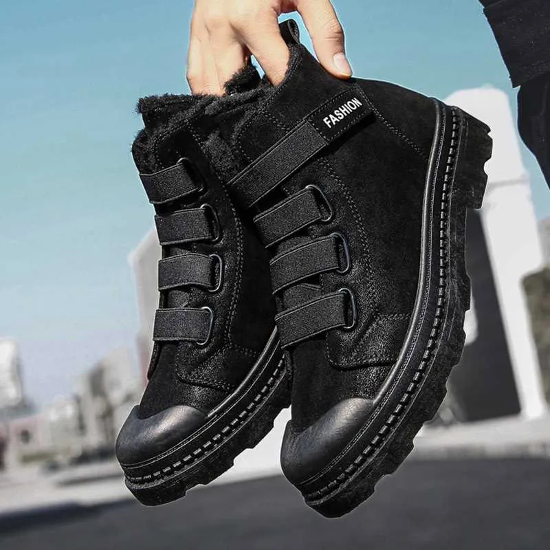 Мужские кроссовки теплые плюшевые зимние ботинки 2019 модный обруч и петля