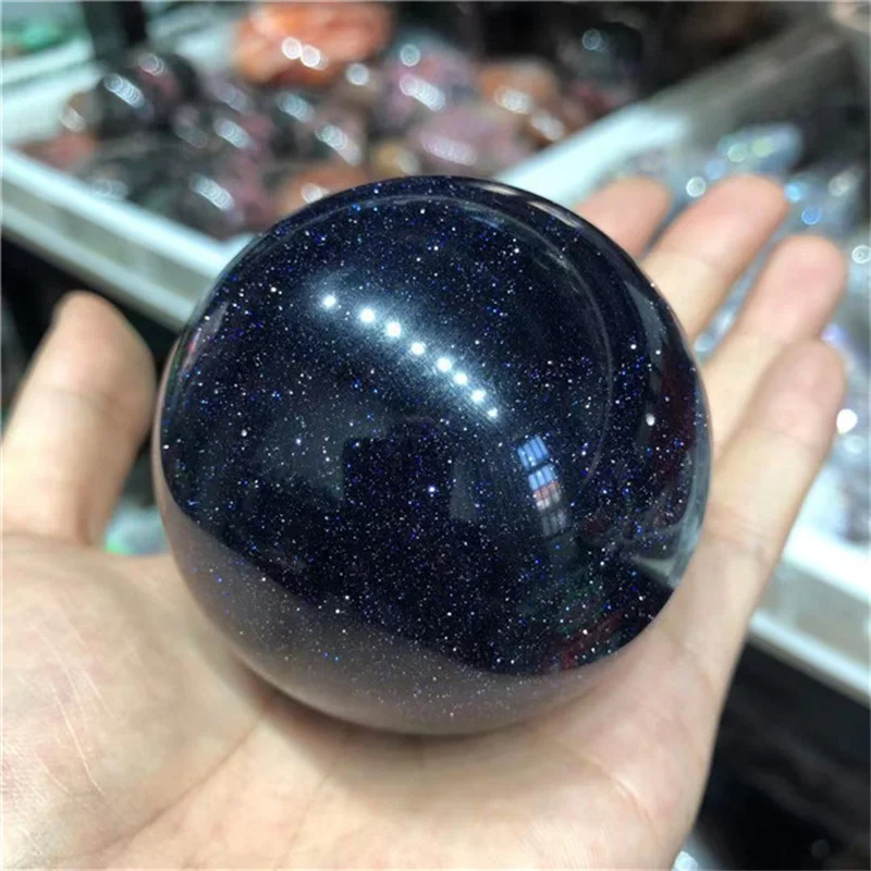 

Wholesale reiki healing crystals quartz sphere flash blue sandstone ball for home decoration