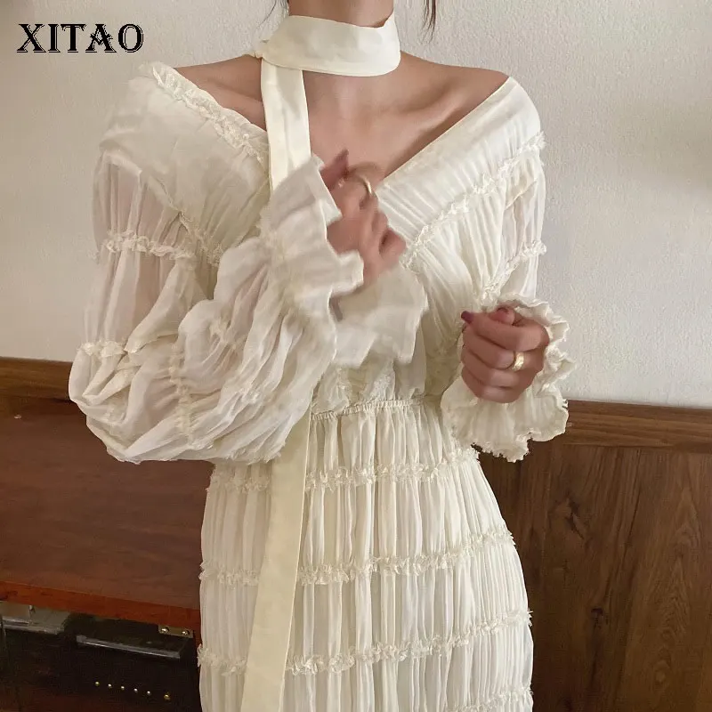 Платье XITAO женское с открытыми плечами модное новое 2020 весеннее элегантное