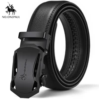 no onepaul leather belt mens leather automatic buckle belt mens belt suit pants youth black belt free shipping good quality