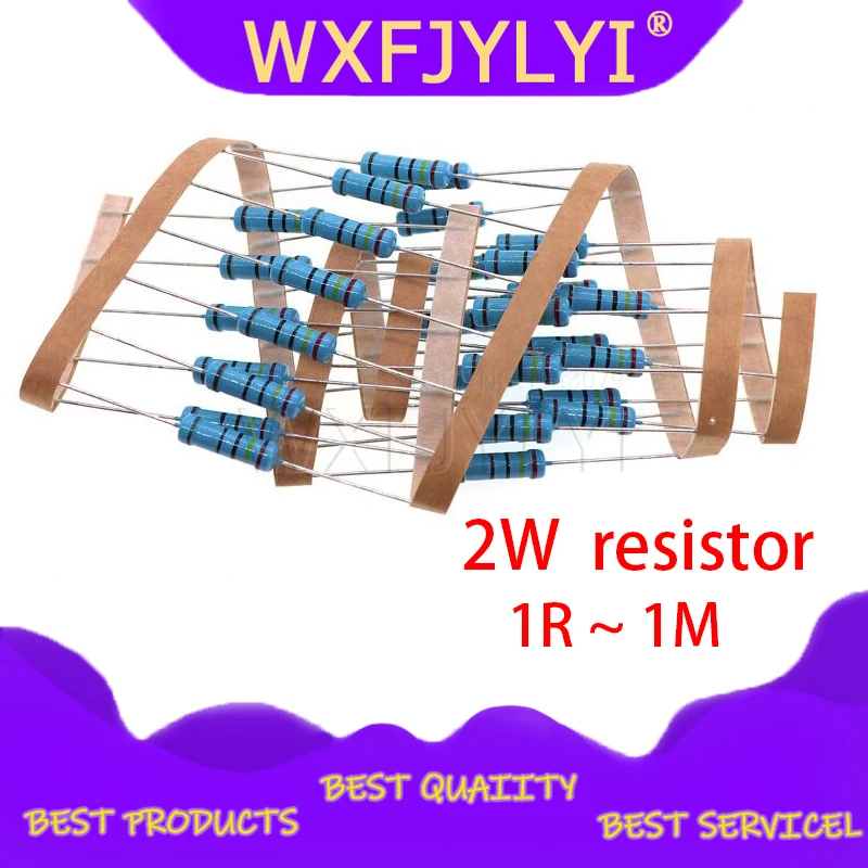 

1000pcs 2W Metal film resistor 1% 1R ~ 1M 2.2R 4.7R 10R 22R 47R 100R 220R 470R 1K 10K 100K 2.2 4.7 10 22 47 100 220 470 ohm