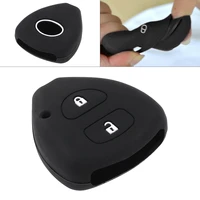 2 buttons silicone straight panel auto car key case protector holder for toyota camry highlander corolla hilux rav4 aqua land