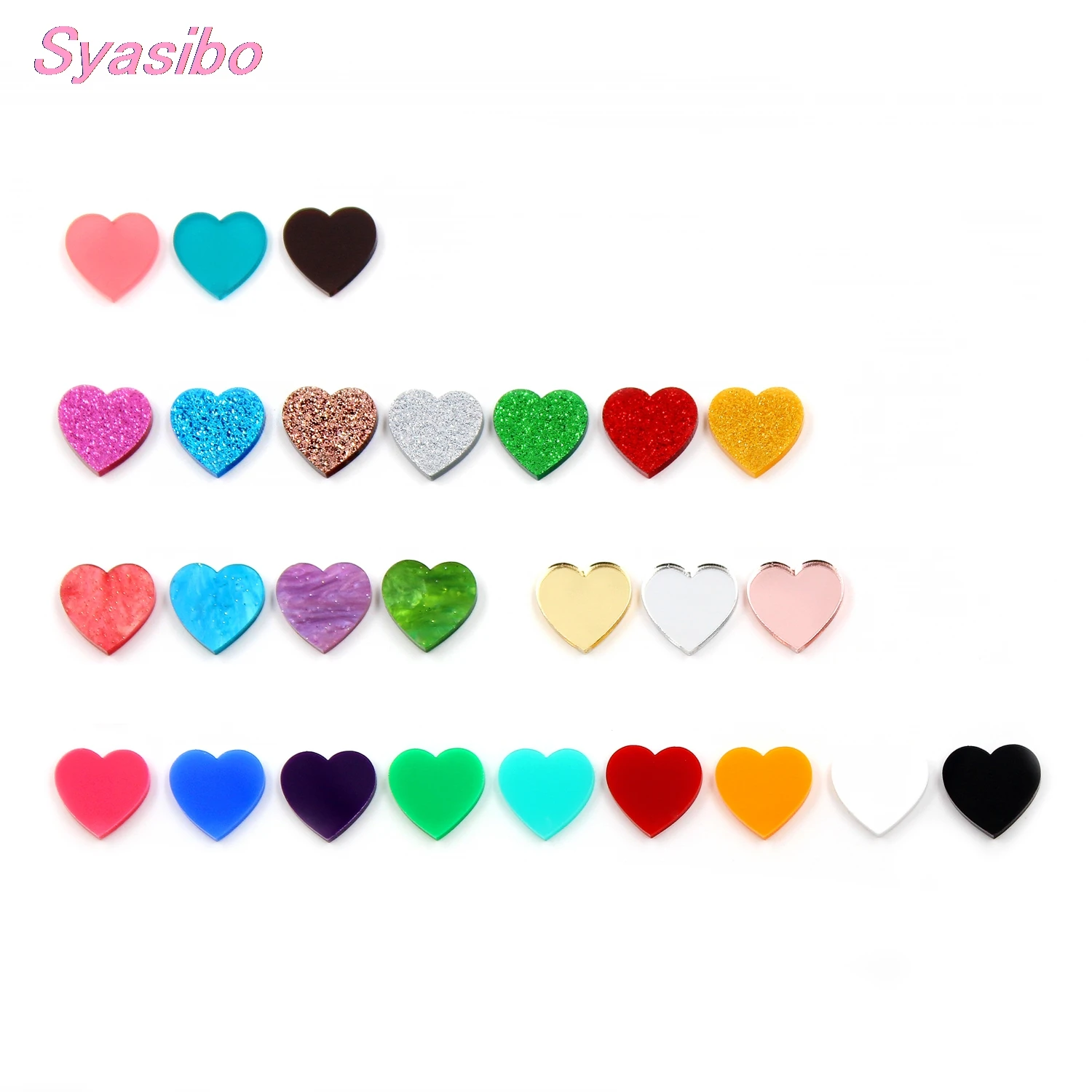 (20 шт.) зеркальные серьги гвоздики в виде мини сердца без отверстий серебряные