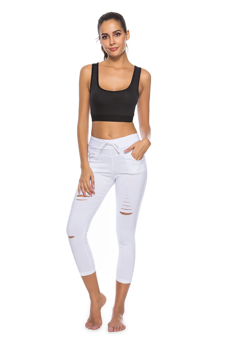 

Fashion Casual Women Legging Sexy Pencil Pants Hollow Out High Waist Mid-Calf Solid Leggings