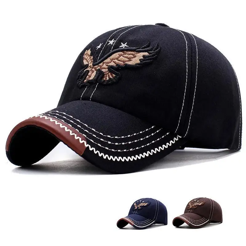 

spring summer cotton cowboy hat Eagle embroidery baseball cap sunshade peaked cap Men's cap Women's cap Human hat Panama hat