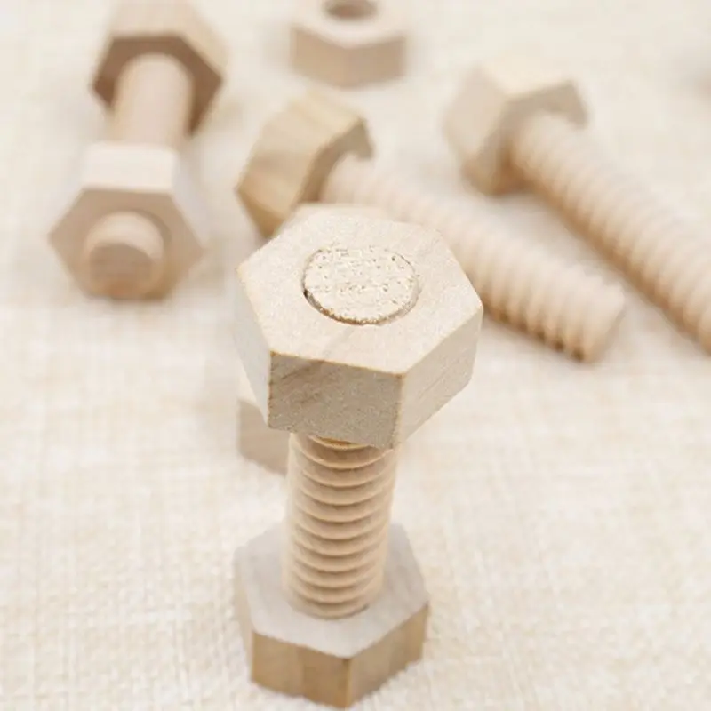 

3 Pcs Wooden Screw Nut Building Assembling Blocks Hands-on Teaching Puzzle Toys P15C