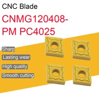 10pcs carbide inserts cnmg120408 pm pc4025 high quality cnmg 120408 blade metal external turning tool lathe tools