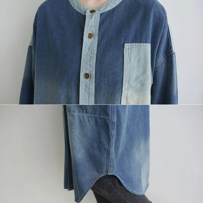 

NINI WONDERLAND Women Patchwork Cotton Denim Trench Coat 2021 Spring Autumn Loose Casual Long Coats Female Vintage Outerwear