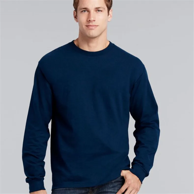 Мужская хлопковая футболка с длинным рукавом белая черная серая высокого