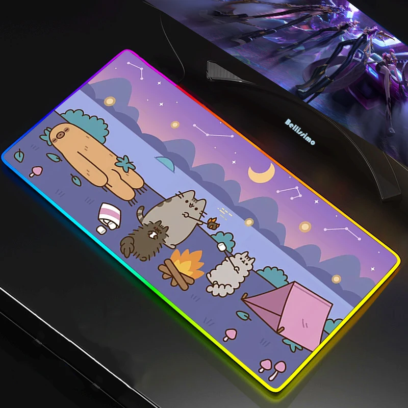 

LED RGB Mouse Pad Gamer Anti-slip Rubber Pad Play Gaming Mouse Pad Mats Gaming for RGB Keyboard Laptop Computer Funny Cute Cats