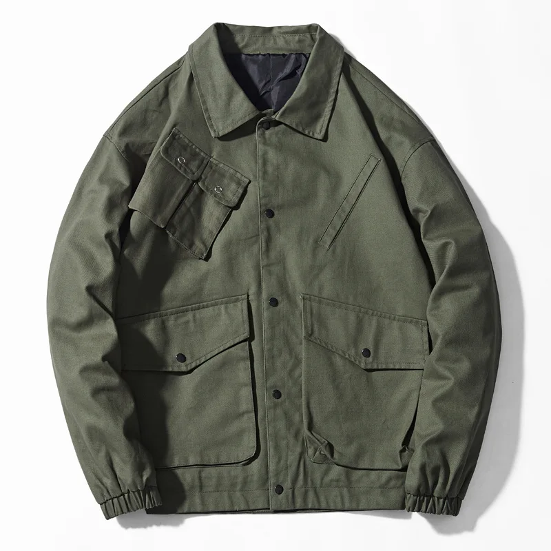 

Fashion Streetwear Washed Long Sleeve Boys Oversized Jacket Loose Grey Button Jacket Youth Casual Male Coat 3xl 4xl Overalls Men